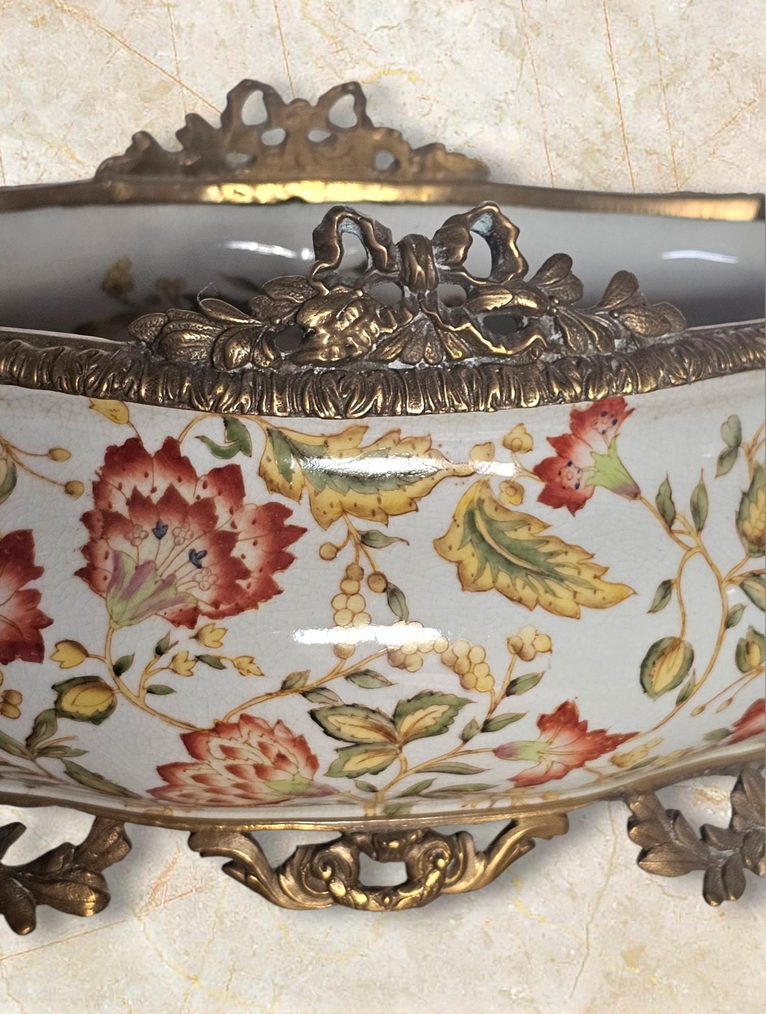 WL 1895 Wong Lee Porcelain Bowl and Bronze,luxurious Large Bowls