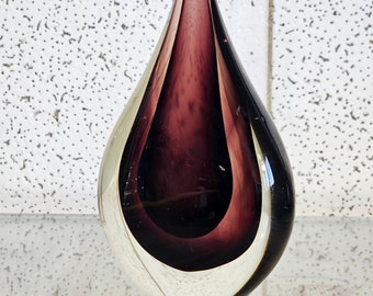 Murano style teardrop colors sommerso technique, Vintage Sommerso Glass Teardrop Paperweight.
