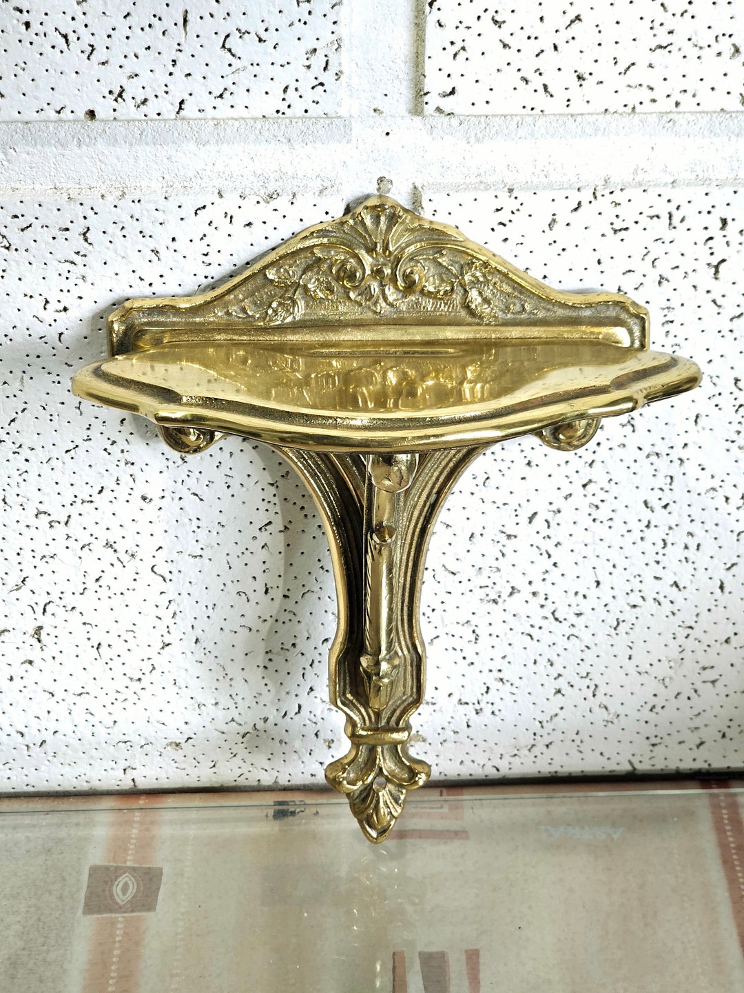 Vintage Gold Solid Brass Wall Shelf Heavy Solid Brass Wall Sconce