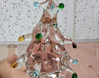 Murano style tree gift Christmas/Glass art, crystal Christmas tree.