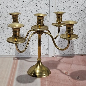 5-branched brass candlestick - vintage candlestick - Brass - candlesticks - Old candlestick - Brass