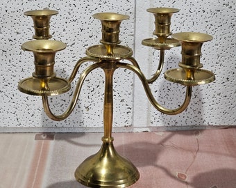 5-branched brass candlestick - vintage candlestick - Brass - candlesticks - Old candlestick - Brass
