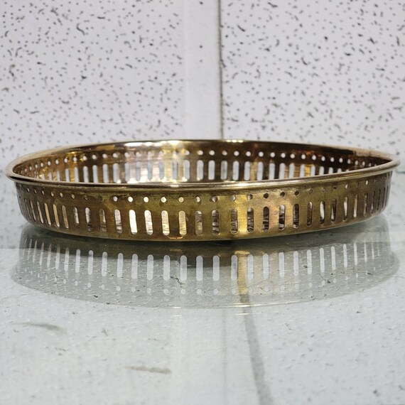 Vintage Brass Round Serving Tray - Etsy