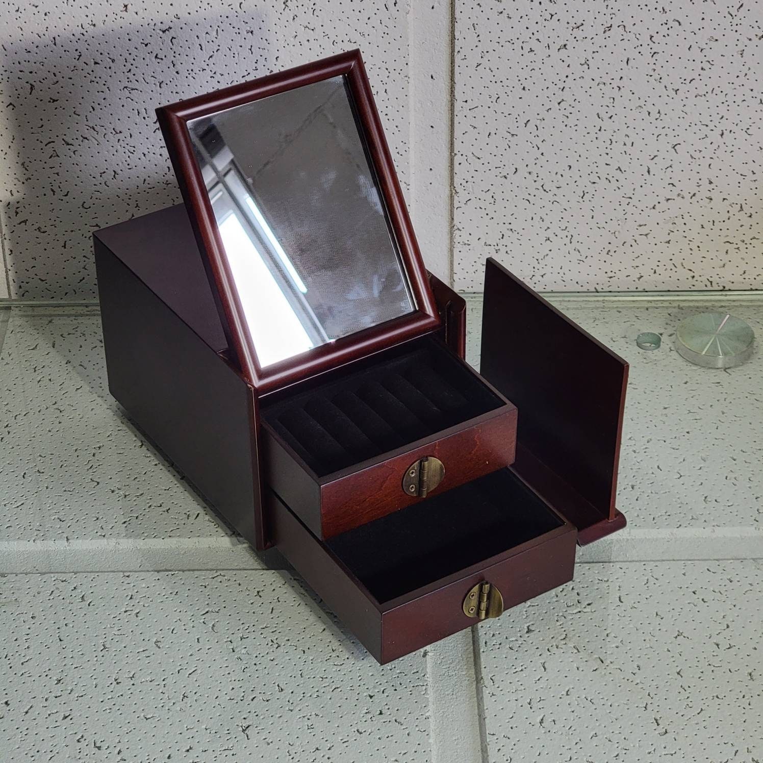 Jewelry Box /bombay Company Solid Wood Jewelry Box With Tilting