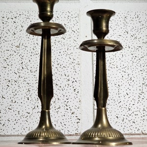 Vintage solid brass candle holders, antique pair candlestick solid brass. image 3