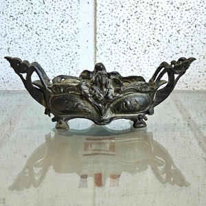 Pieza central antigua jardinera art deco bronce francés de alta calidad 10"