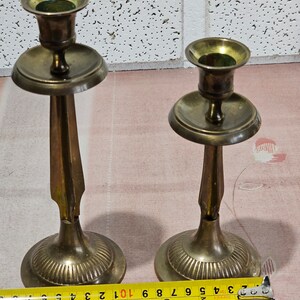 Vintage solid brass candle holders, antique pair candlestick solid brass. image 10