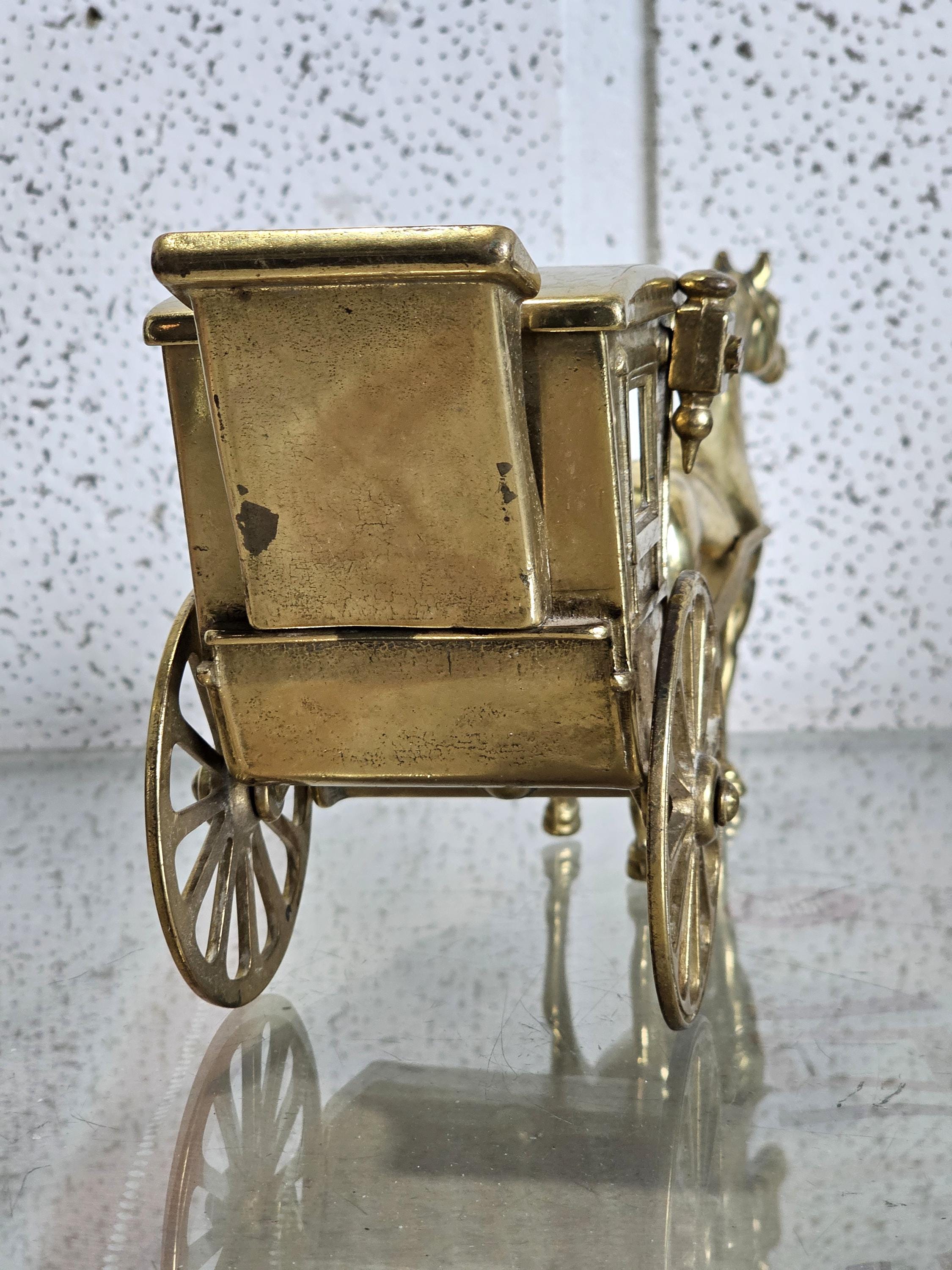 馬車を引く馬、彫刻/置物/彫像、ヴィンテージ無垢真鍮、オフィス装飾