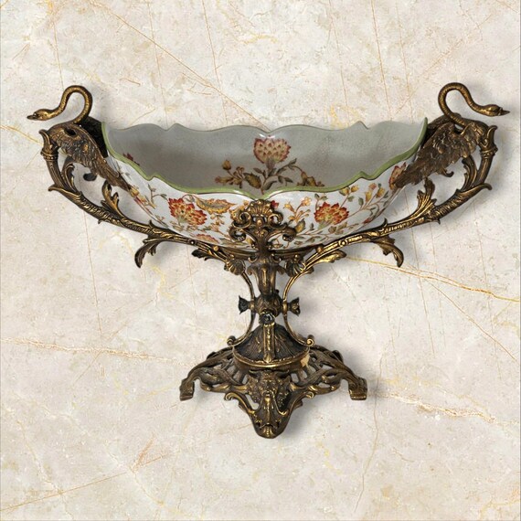 WL 1895 ウォン・リー磁器 ブロンズ 豪華な大きなボウル WWTT372