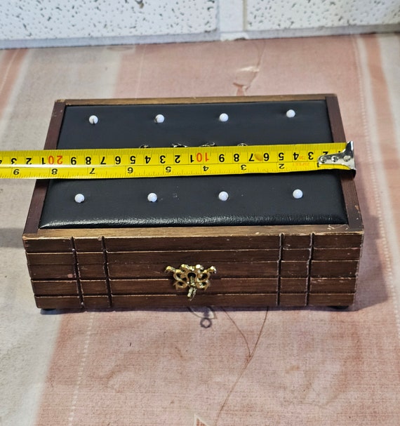 jewelry box with key /wooden jewelry box with lea… - image 9