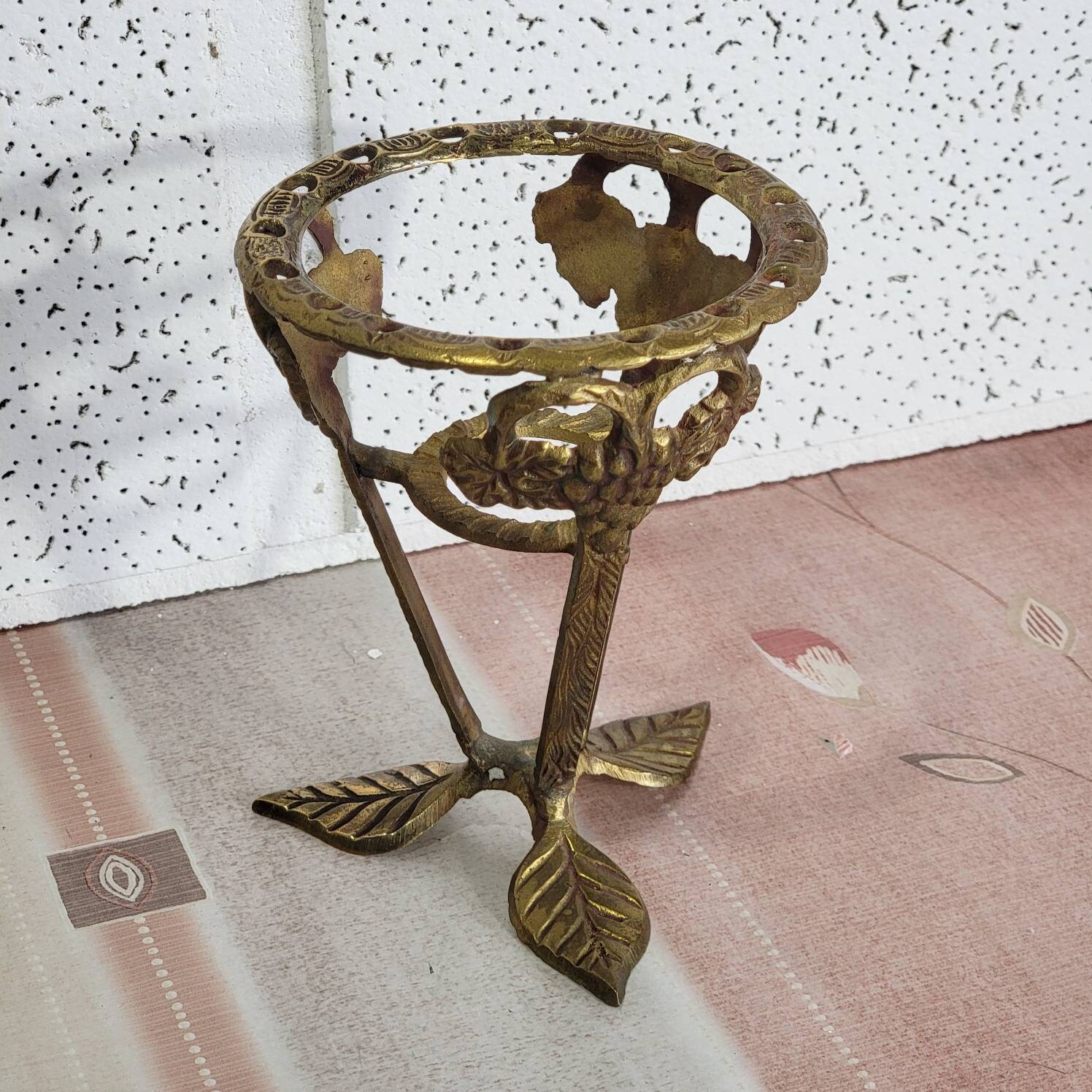 Vintage Brass Plant Stand Potpourri Candle Holder Etsy