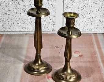 Vintage solid brass candle holders, antique pair candlestick solid brass.