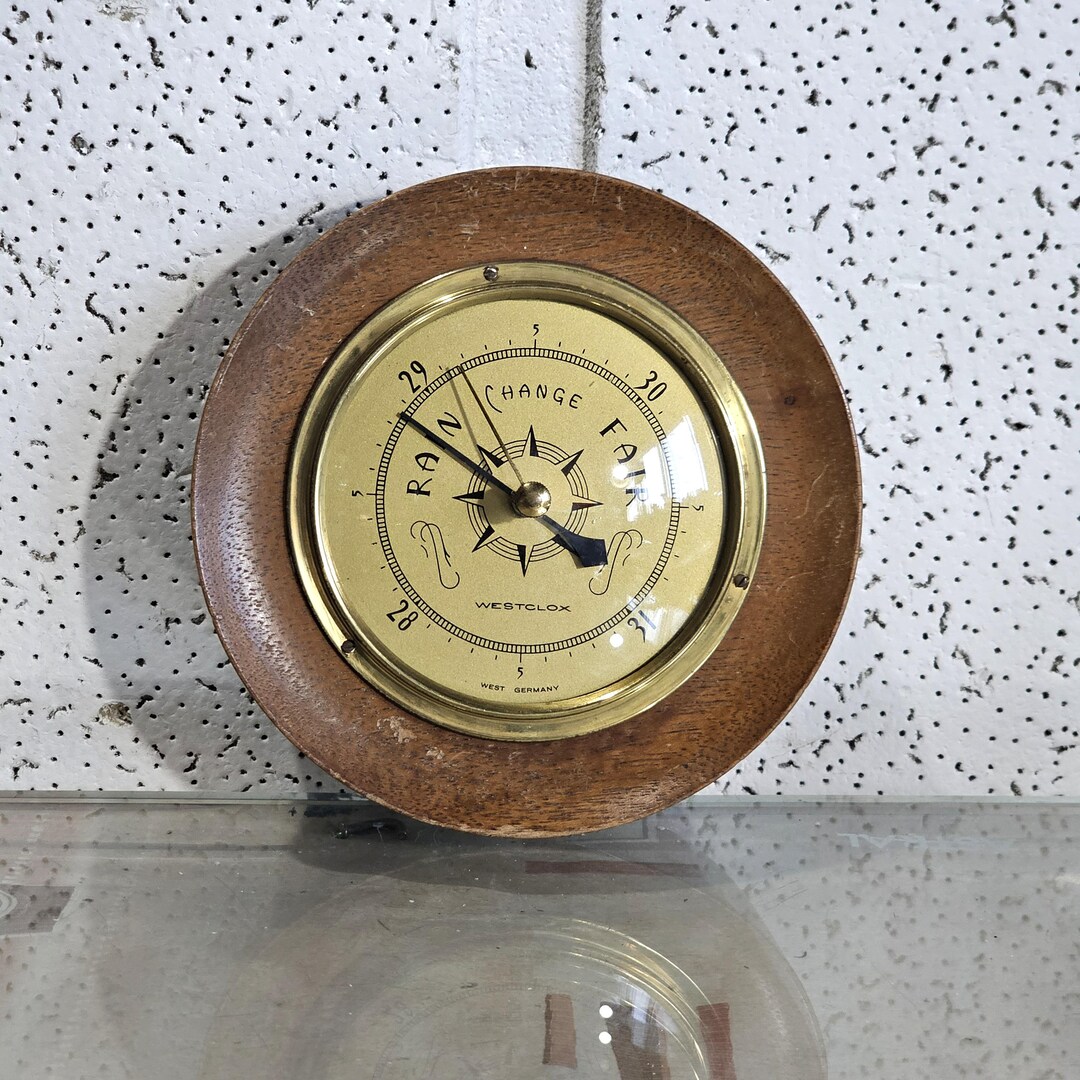 Maritime Exterior Barometer, Wood and Brass and Glass- Instrument for ...