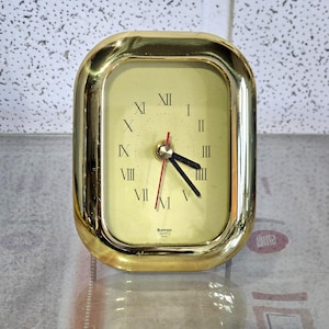 solid brass clock, vintage solid brass bowon quartz clock.
