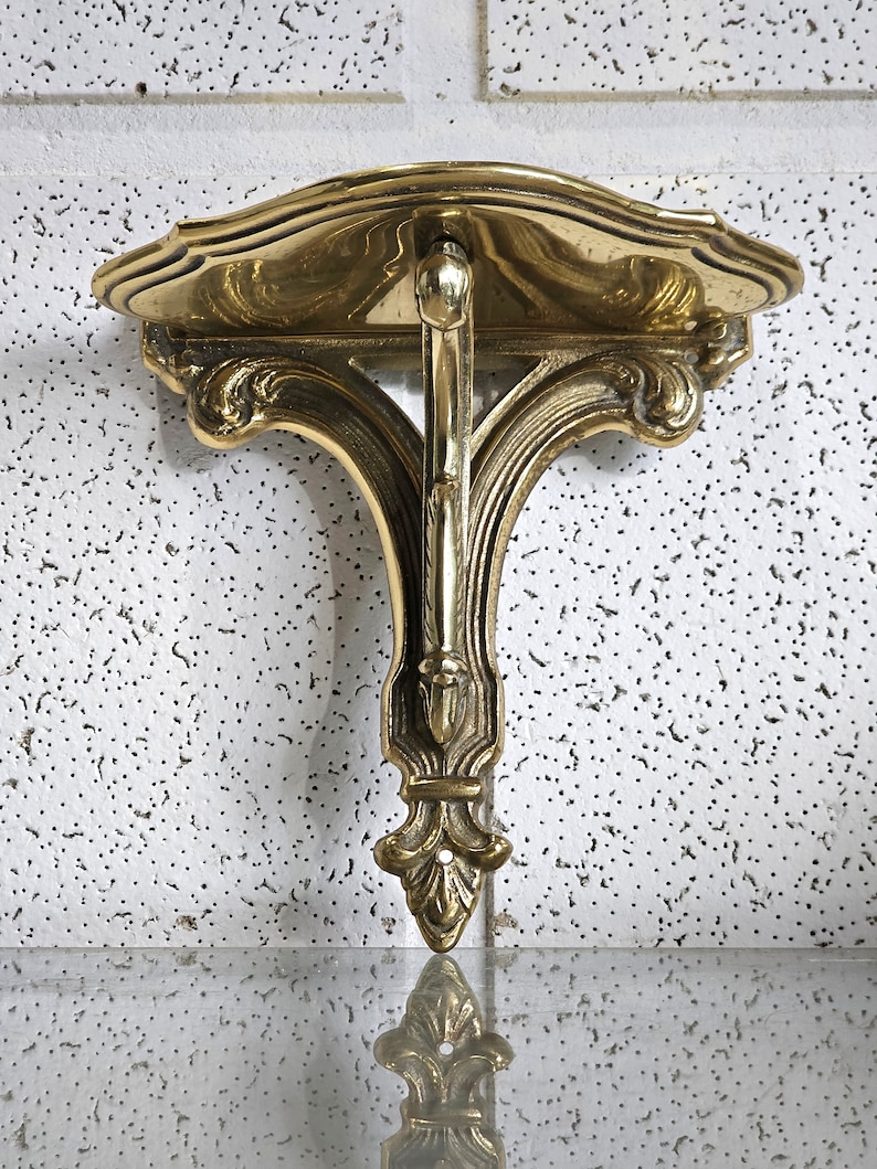 Vintage Gold Solid Brass Wall Shelf Heavy Solid Brass Wall Sconce