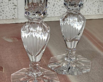 Crystal candlestick, pair crystal candle holders.