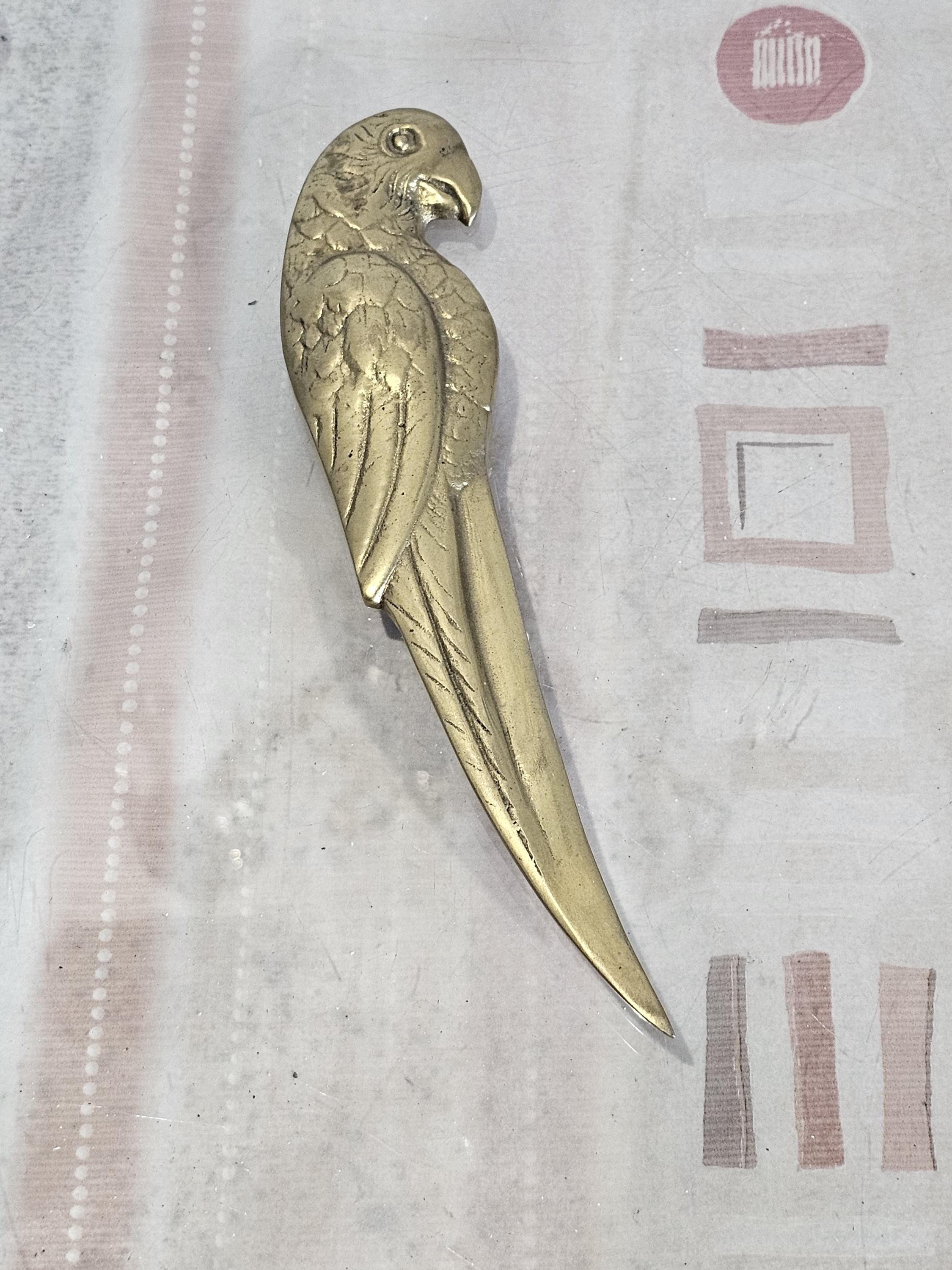 Parrot Bird Shaped Brass Letter Opener Vintage Brass Parrot Bird