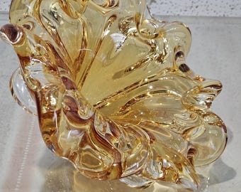 灰皿アンバーオレンジ手吹き、ガラス灰皿ムラーノコテージ、ボウル