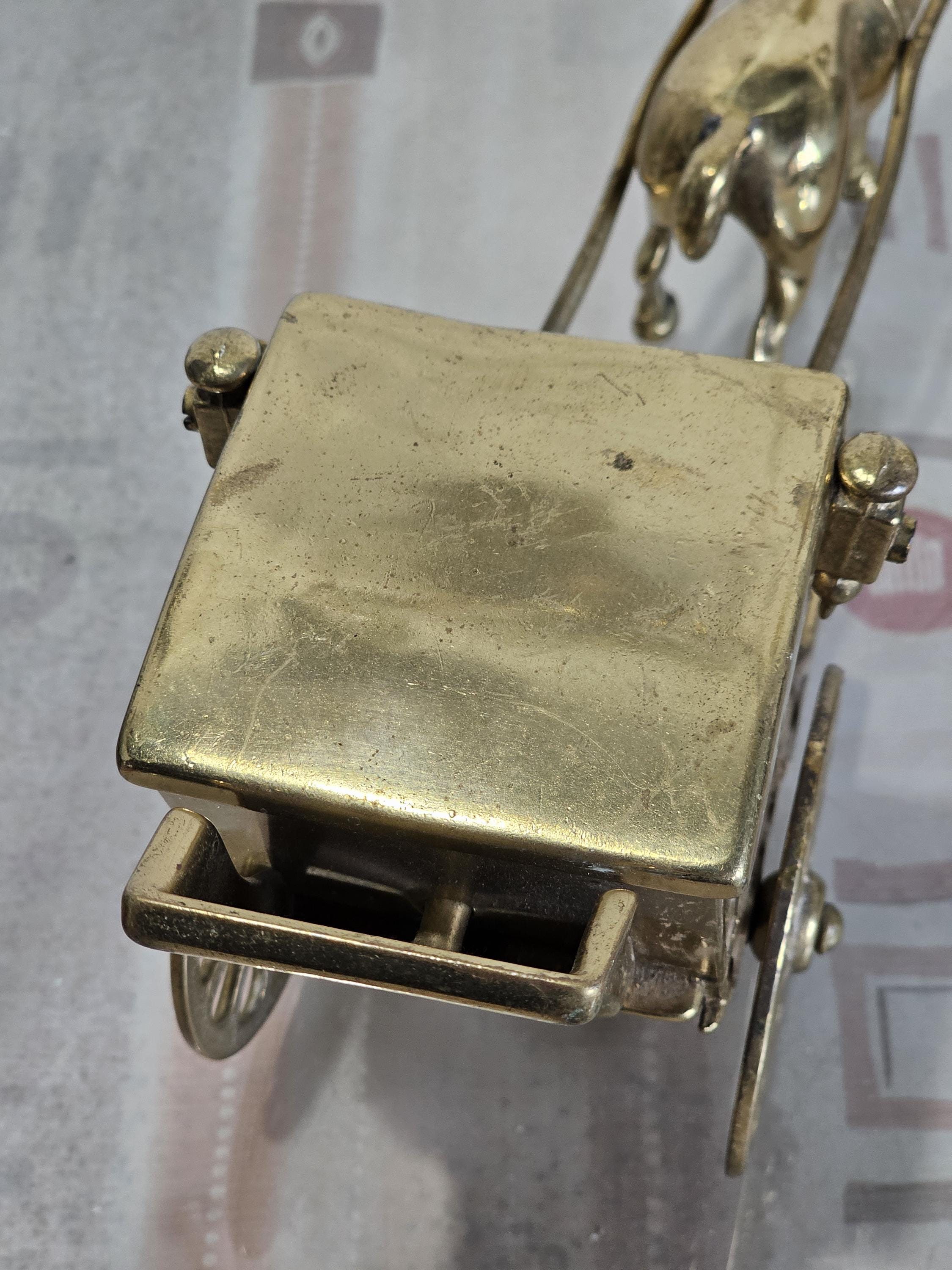 馬車を引く馬、彫刻/置物/彫像、ヴィンテージ無垢真鍮、オフィス装飾