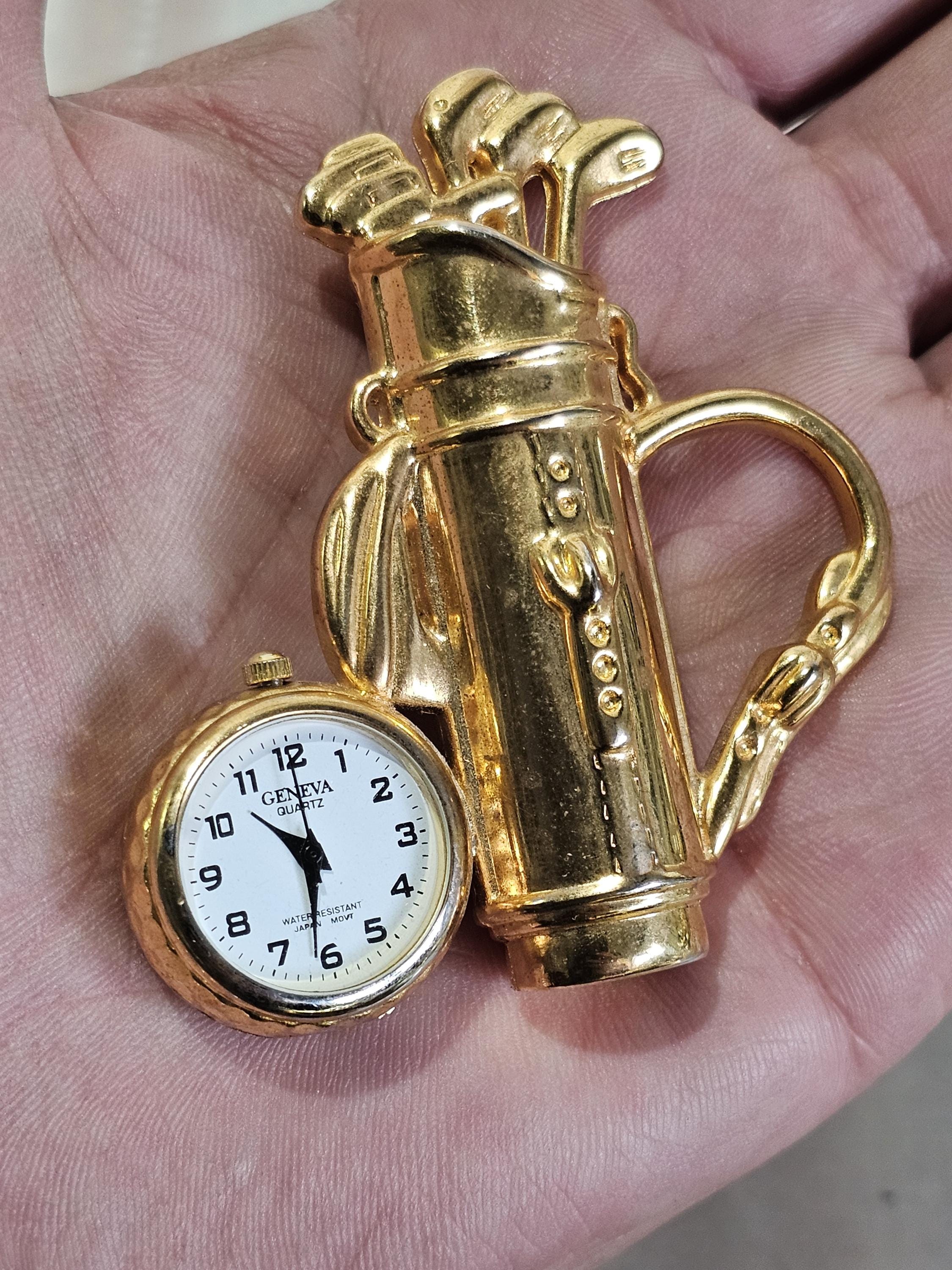 Miniature Golf Bag Clock in Plated Metal, Geneva Quartz Movement