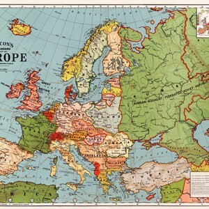 Impresión Giclee - Mapa estándar de Europa de Bacon (1830-1922) de la Biblioteca del Congreso