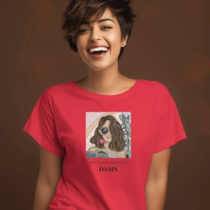 Too Glam to Give a Damn | Bold Red Women’s Crop Top T-Shirt | Sassy Glam Tee for Confident Women
