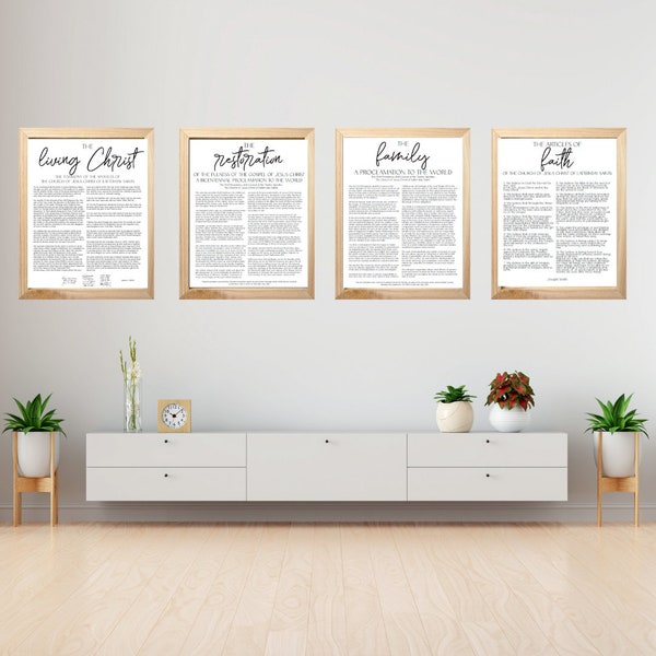 Family Proclamation, Living Christ, Restoration, Articles of Faith Downloadable Minimalistic Print at home