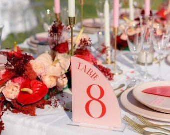 Pink Table Numbers, Pink Bold Numeric Table Numbers, Pink Table Numbers Wedding, Pink Acrylic Table Numbers Wedding, Pink Numbers Table