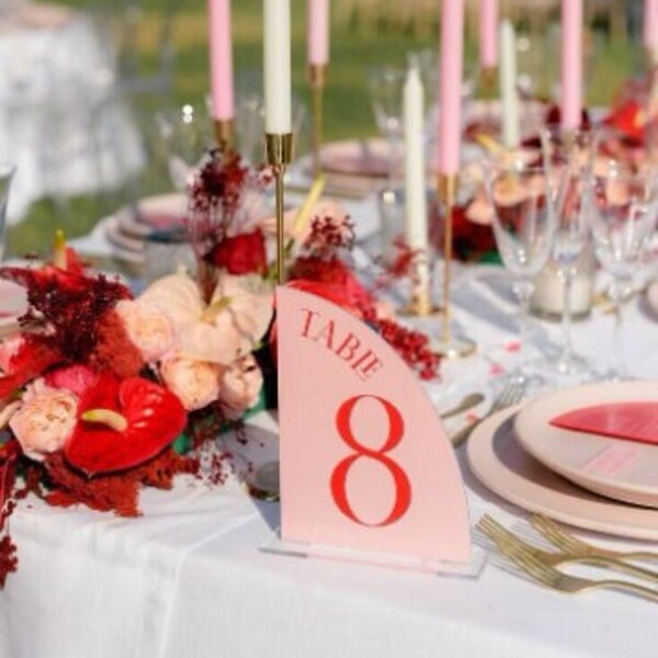 Pink Table Numbers, Pink Bold Numeric Table Numbers, Pink Table Numbers Wedding, Pink Acrylic Table Numbers Wedding, Pink Numbers Table