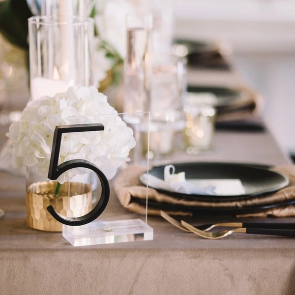 Grandes letreros de mesa de acrílico, soporte personalizado de número de mesa de acrílico 3 D, números de mesa de boda, números de mesa de boda, números de mesa de acrílico