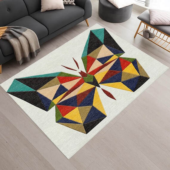 Geometric Butterfly Rug – Modern Hand-tufted Abstract Rug for