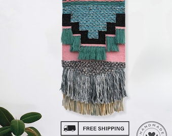 Handwoven Wool Wall Tapestry, Bohemian Home Decor, Ready to Hang
