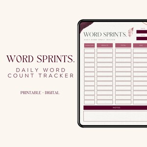Niedlicher digitaler / druckbarer Word Count Tracker!