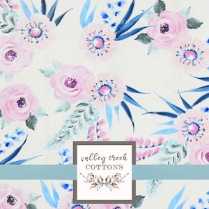 Pastel Floral on Wood Cotton Apparel Quilting Fabric by the Yard