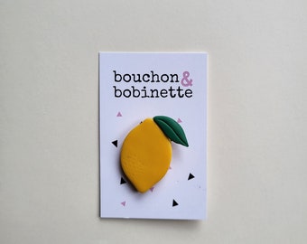 Broche Citron en pâte polymère