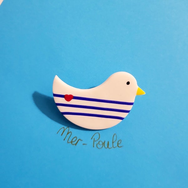 Broche Mer Poule en pâte polymère