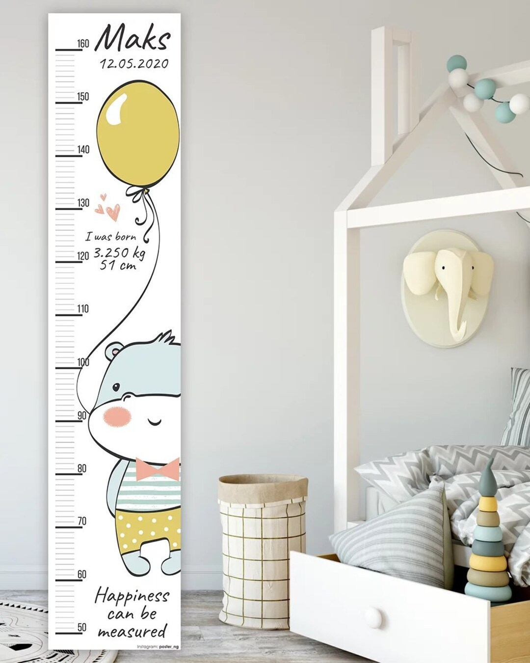 Growth Chart Custom Height Chart Baby Personalized Custom Name Etsy