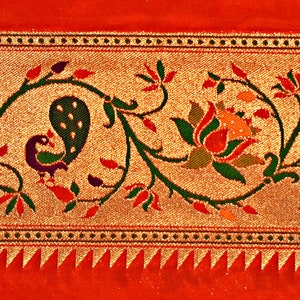 Abito Paithani Jacquard Saree Dupatta con bordo/pizzo