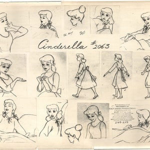 Disney CINDERELLA #2063 Oryginalna fototapeta Model Sheet Lata 50. XX wieku