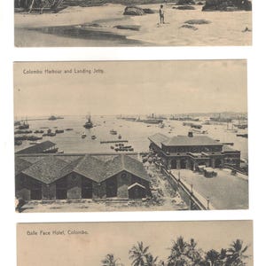 Cartes postales anciennes Columbo de Ceylan inutilisées Victoria Arcade, KandyGalle Face Hotel, Mount Lavinia, carte postale Harbour Plate
