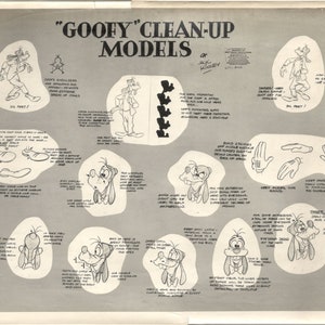 Disney Goofy CLEAN-UP MODELS Oryginalna fotoskarpa modelu z lat 50. XX wieku