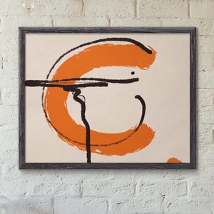Orangefarbener abstrakter Kunstdruck: Minimalistisches Zen-Dekor (Digitaler Download)