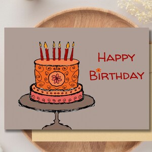Cute Printable Birthday Card Happy Birthday Card Orange Birthday Card