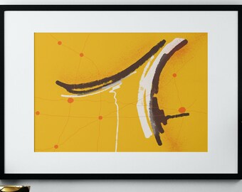 Lámina abstracta amarilla: Decoración de pared moderna (descarga digital)