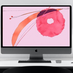 Wallpaper for iPad, Tablet, Laptop Computer | Colorful Circle Pink Orange Screensaver | Aesthetic IPad Setup | Nice Pink Computer Background
