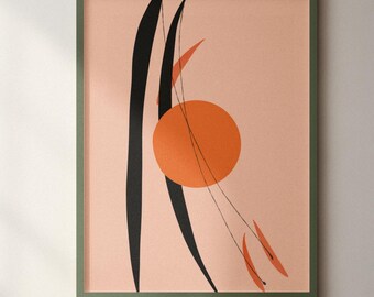 Minimalist Orange Abstract Art Print: Living Room Wall Decor (Digital Download) | Printable Art Work