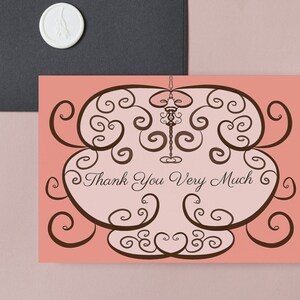 Tarjeta de agradecimiento imprimible en color rosa salmón / Tarjeta de agradecimiento pintada a mano / Tarjeta de agradecimiento de descarga instantánea