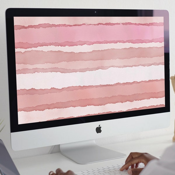 Pink striped Aesthetic Wallpaper for Tablet, Laptop or Desktop Computer, Smartphone, pink aquarelle, Cute IPad walpaper, IPad Pro Wallpaper