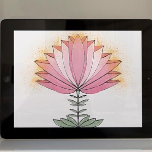 Papier peint floral pour IPad, tablette, ordinateur portable ou ordinateur de bureau, aquarelle de fleurs roses pour arrière-plan IPad