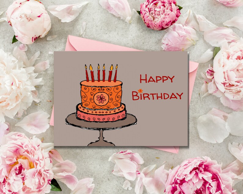 Cute Printable Birthday Card Happy Birthday Card Orange Birthday Card ...